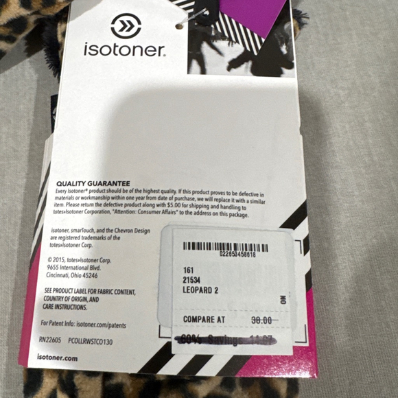 Women's Isotoner Leopard Print Microluxe Lining Gloves One Size Brown Black - Picture 4 of 7